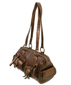 Journee Collection Arcadia Croc Metallic Handbag