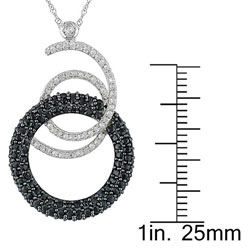 14k Gold 1/4ct TDW Diamond Black Sapphire Circle Pendant