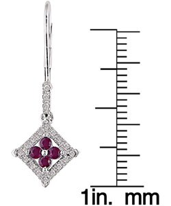14k White Gold 1/6ct TDW Ruby Diamond Earrings