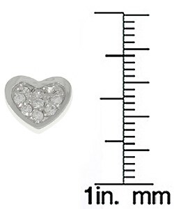 Sterling Silver CZ Pave Heart Stud Earrings
