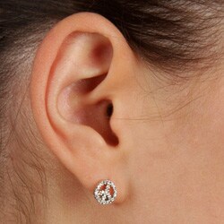 10k Gold 1/4ct TDW Diamond Peace Sign Earrings