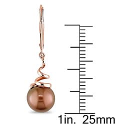Miadora 14k Pink Gold Brown Freshwater Pearl Earrings (8-8.5 mm)