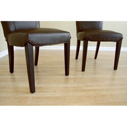 Weylin Dark Brown Bi-cast Leather Dining Chairs (Set of 2)