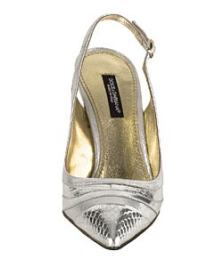 Dolce & Gabbana Silver Metallic Leather Sling-backs