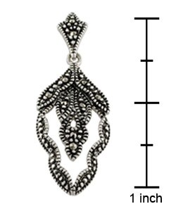 Silver and Marcasite Leaf Chandelier Earrings