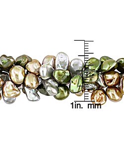 Three-strand FW Keshi Green Pearl Necklace (6.5-7.5mm)