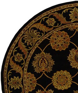 Handmade Heritage Mahal Black Wool Rug (8' Round)