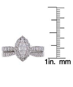 14k White Gold 1ct TDW Marquise Wedding Ring Set