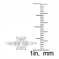 Tressa Sterling Silver Basket-set Emerald Shape CZ Ring