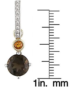 14k Gold Smokey Quartz & Citrine Hoop Earrings
