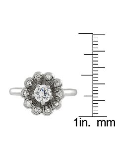 Sterling Silver Round Cut Flower CZ Ring