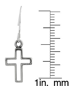 Sterling Silver Cut-out Cross Earrings