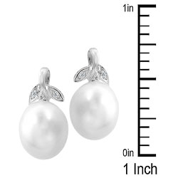 14k Gold Freshwater Pearl Diamond Earrings