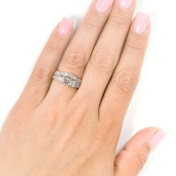 14k White Gold 1 7/8ct TDW Asscher Diamond Bridal Ring Set (HI, SI1)