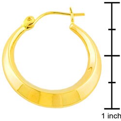 14k Yellow Gold Angular Round Hoop Earrings