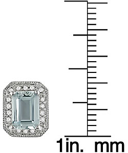 10k White Gold Aquamarine 1/5ct Diamond Earrings
