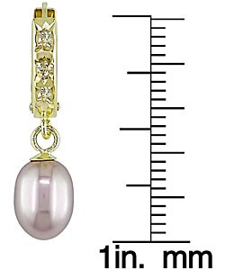 14k Yellow Gold Pink Rice Pearl Hoop Earrings