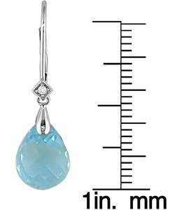 14k White Gold Blue Topaz Dangle Earrings