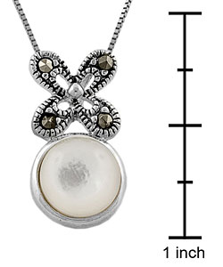 Silver Marcasite Mother of Pearl Necklace
