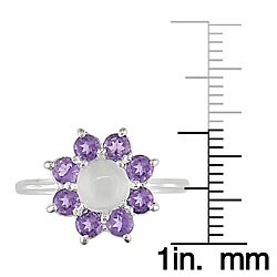 Sterling Silver White Moonstone Amethyst Ring (Case of 6)