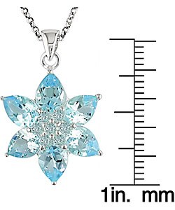 Silver Sky Blue Topaz Flower Necklace (Case of 3)