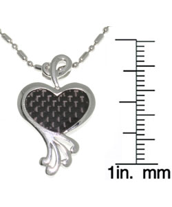 Stainless Steel and Carbon Fiber Heart Necklace