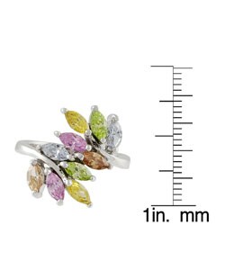 Sterling Silver Multicolor Marquise CZ Cluster Ring