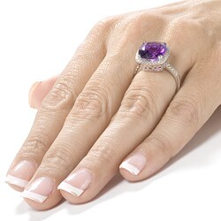 14k White Gold Amethyst 1/3ct TDW Diamond Ring