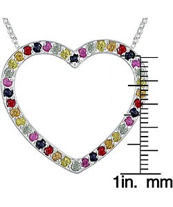 Silver Multi Sapphire Heart Pendant