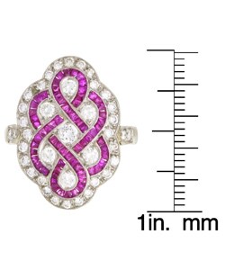 Platinum Diamonds and Rubies Deco Ring