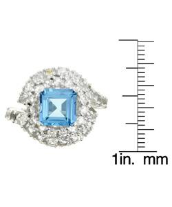Chateau D'Argent Sterling Silver Blue/ White Topaz Ring