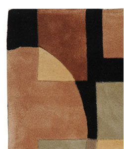 Handmade Rodeo Drive Styles Olive/ Black N.Z. Wool Rug (2' x 3')
