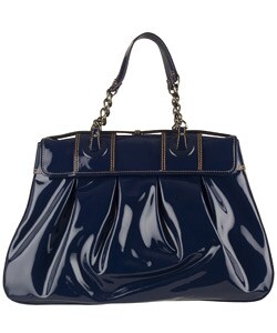 Fendi Large Blue Patent 'B.Fendi' Buckle Handbag