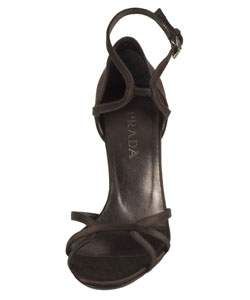 Prada Dark Brown Satin Ankle Strap Sandals