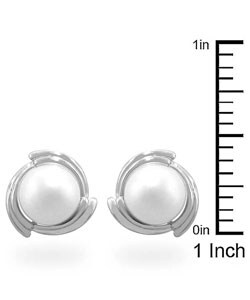 14k White Gold Freshwater Pearl Stud Earrings