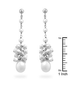 14k White Gold Freshwater Pearl Dangling Earrings