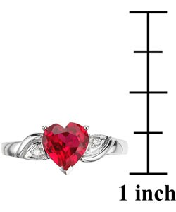 10k White Gold Diamond and Ruby Heart Ring