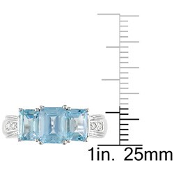 10k White Gold Blue Topaz Diamond Ring