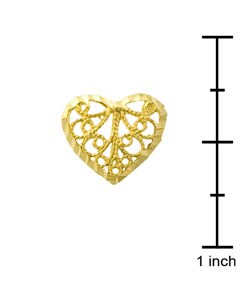 14k Yellow Gold Dazzling Filigree Heart Earrings
