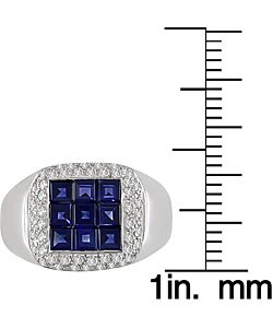 18k Gold Sapphire 1/3ct TDW Diamond Ring (G-H, VS)