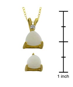 10k Gold Trillion Opal Pendant and Earrings Set