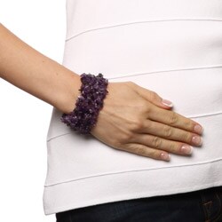 Stonique Creations Multi-row Amethyst Chip Stretch Bracelet