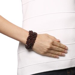 Stonique Creations Multi-row Garnet Chip Stretch Bracelet