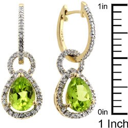 14k Gold Peridot and 1/3ct TDW Diamond Earrings