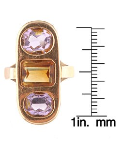 18k Yellow Gold Amethyst and Citrine Cocktail Ring