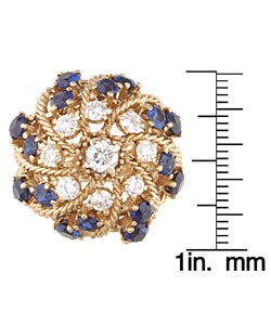 18k Gold 1/10ct TDW Diamond and Sapphire Ring (H, VS1)