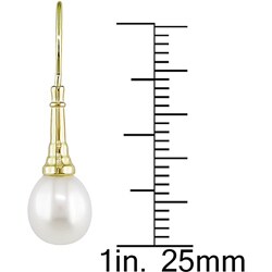 10k Yellow Gold Freshwater Rice Pearl Earrings