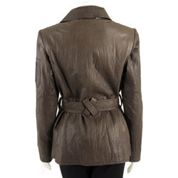 DKNY Washed Leather Safari Jacket
