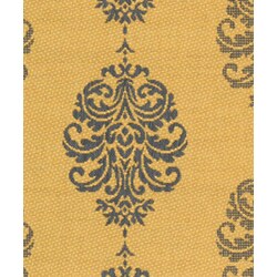 Courtyard Indoor/ Outdoor St. Martin Natural/ Blue Polypropylene Rug (6'7 x 9'6)