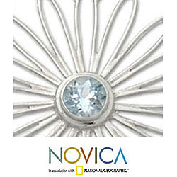 Sterling Silver Blue Topaz 'Daisy Delight' Choker (Indonesia)